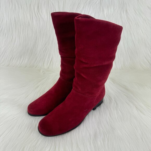 Women's St Johns Bay Jamie Suede Slouchy Mid Calf Bootie Shoes Size 7.5 Burgundy - Picture 3 of 13